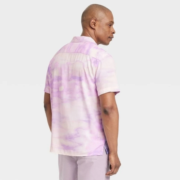 Goodfellow & Co rayon button-down short sleeve shirt sunset and palms tr… - Picture 3 of 7